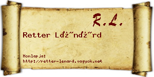 Retter Lénárd névjegykártya
